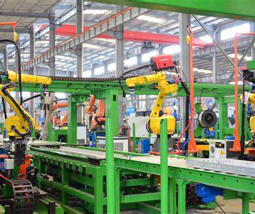 Robot welding production line